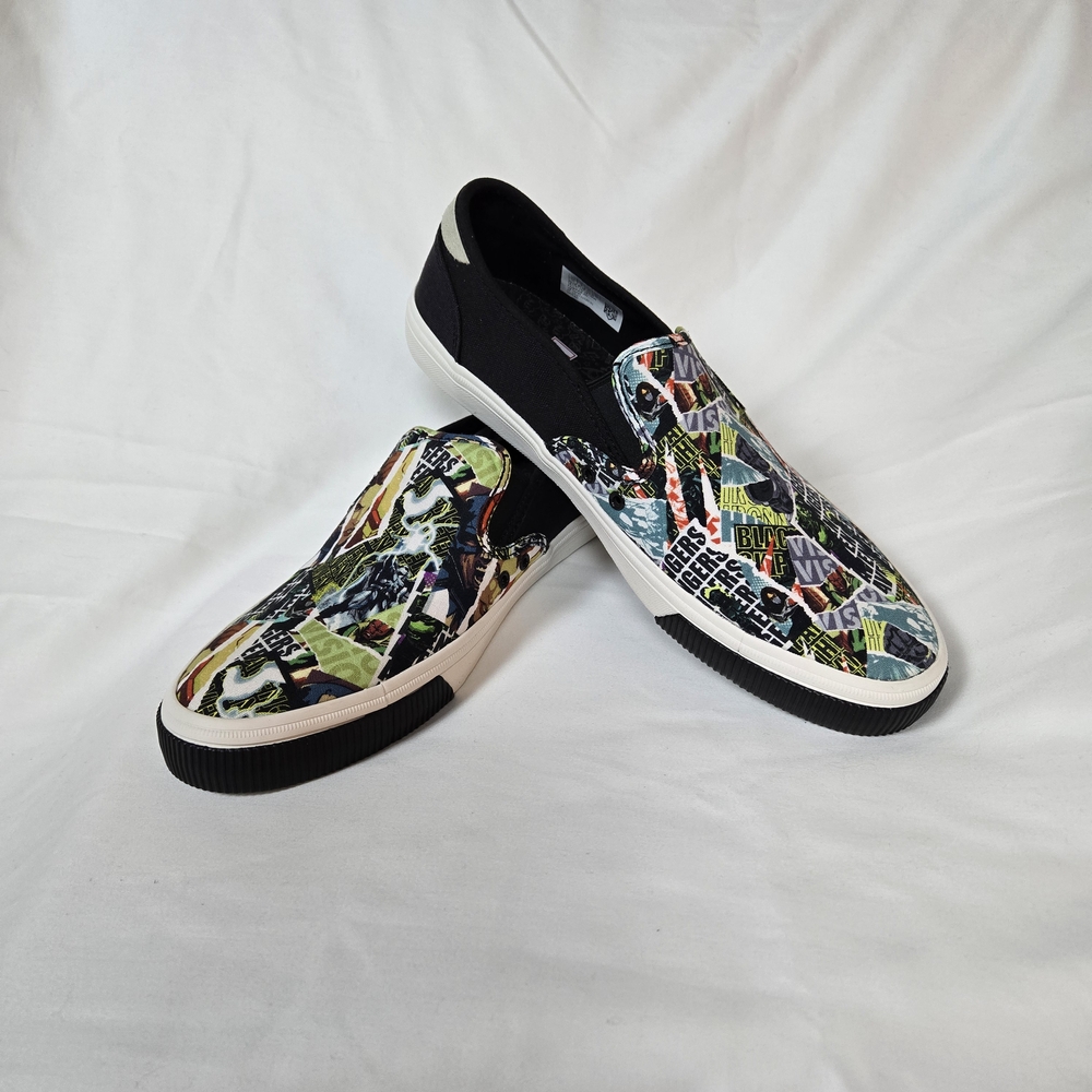 Toms X Marvel Men's Black Avengers Baja Limited Edition Slip-on Shoes 10M NWOT‎